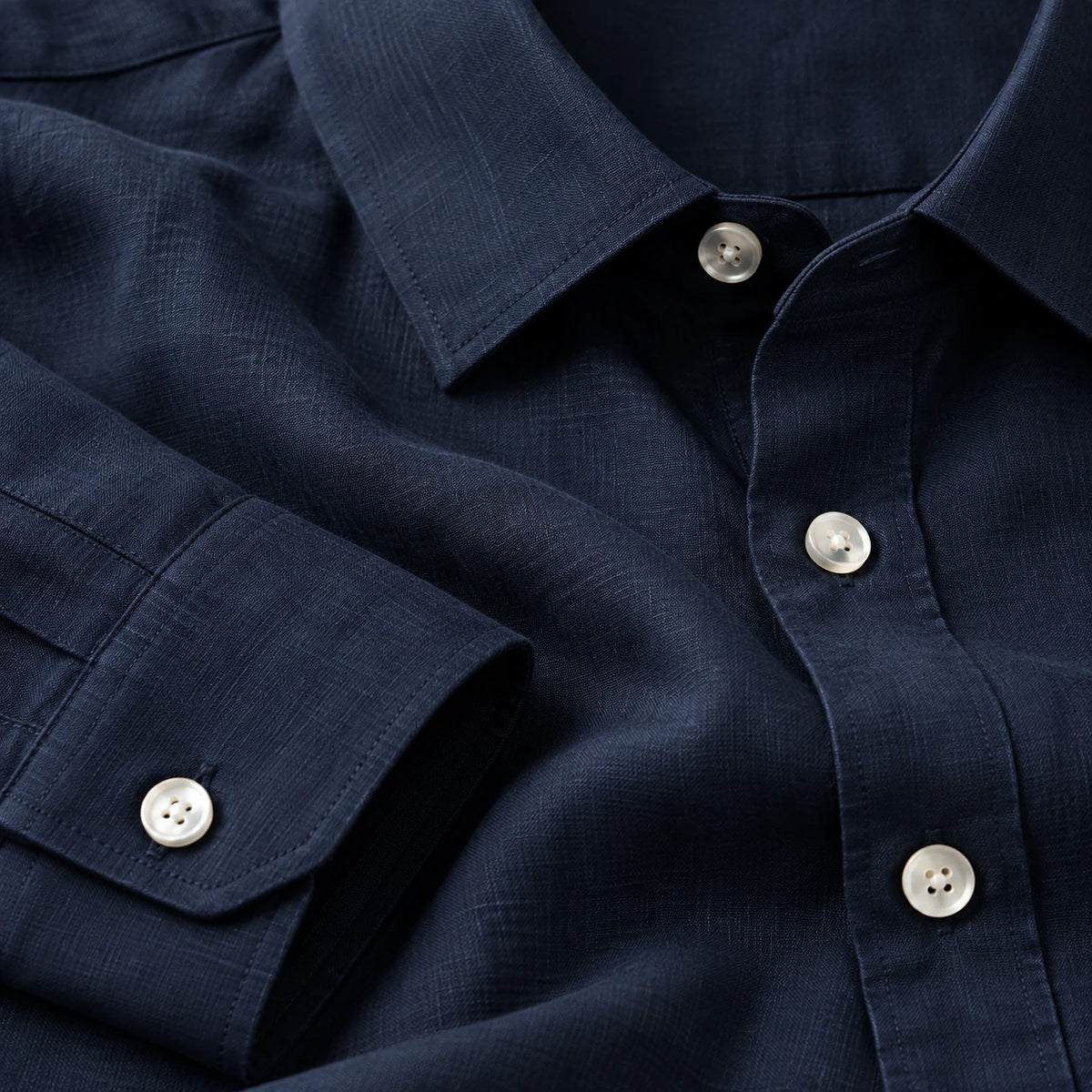100% European Linen Men's Blue Shirt