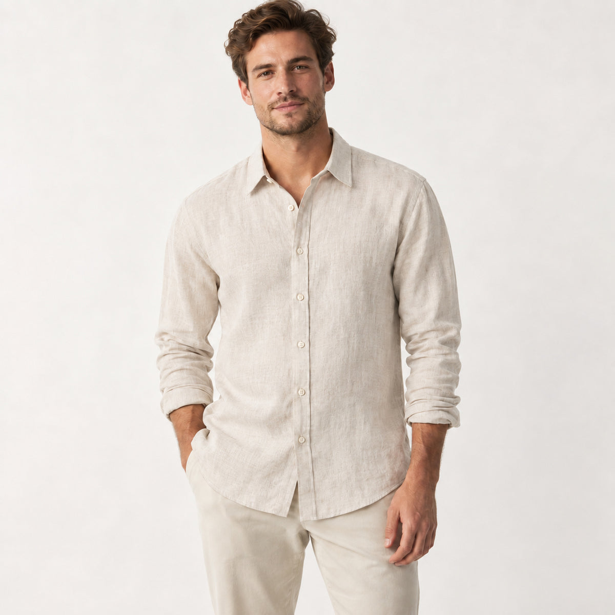 Briaralyte 100% European Linen Men's Classic Solid Color Shirt