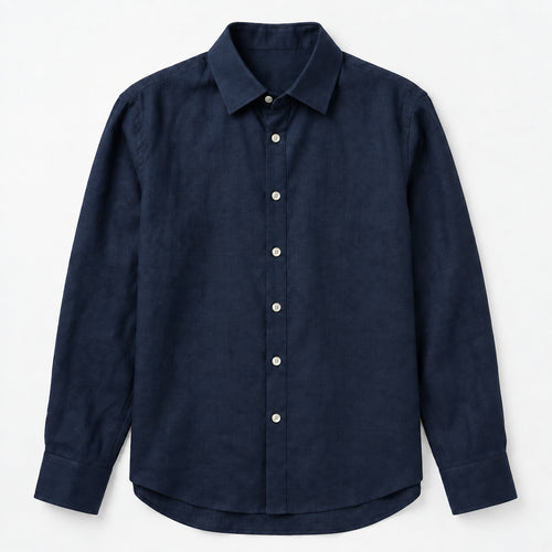 100% European Linen Men's Blue Shirt