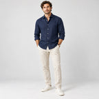 100% European Linen Men's Blue Shirt